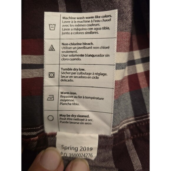 Carhartt Men’s L Plaid Short Sleeve Button Down Shirt Burgundy Gray Workwear - Picture 16 of 16